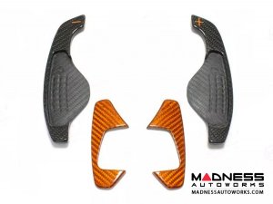 Jaguar F-TYPE Interior Trim - Carbon Fiber - Steering Wheel Paddle Shifters - R - Orange Candy